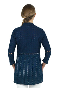 Mixed Eyelet Tunic in Navy by Gretchen Scott Designs - Country Club Prep