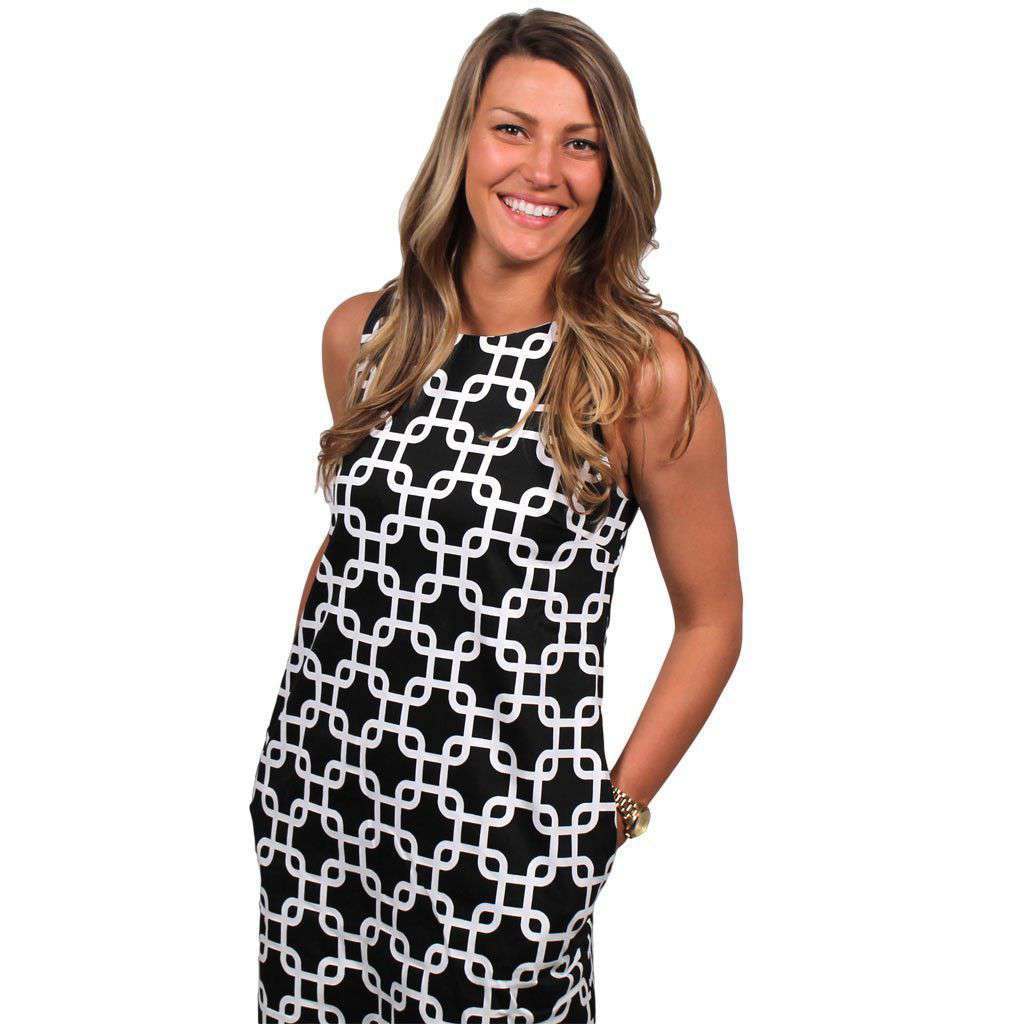 blue dress for baby girl Retro Stage Colorblock Sleeveless Shift Mini Dress Black & White main image 0