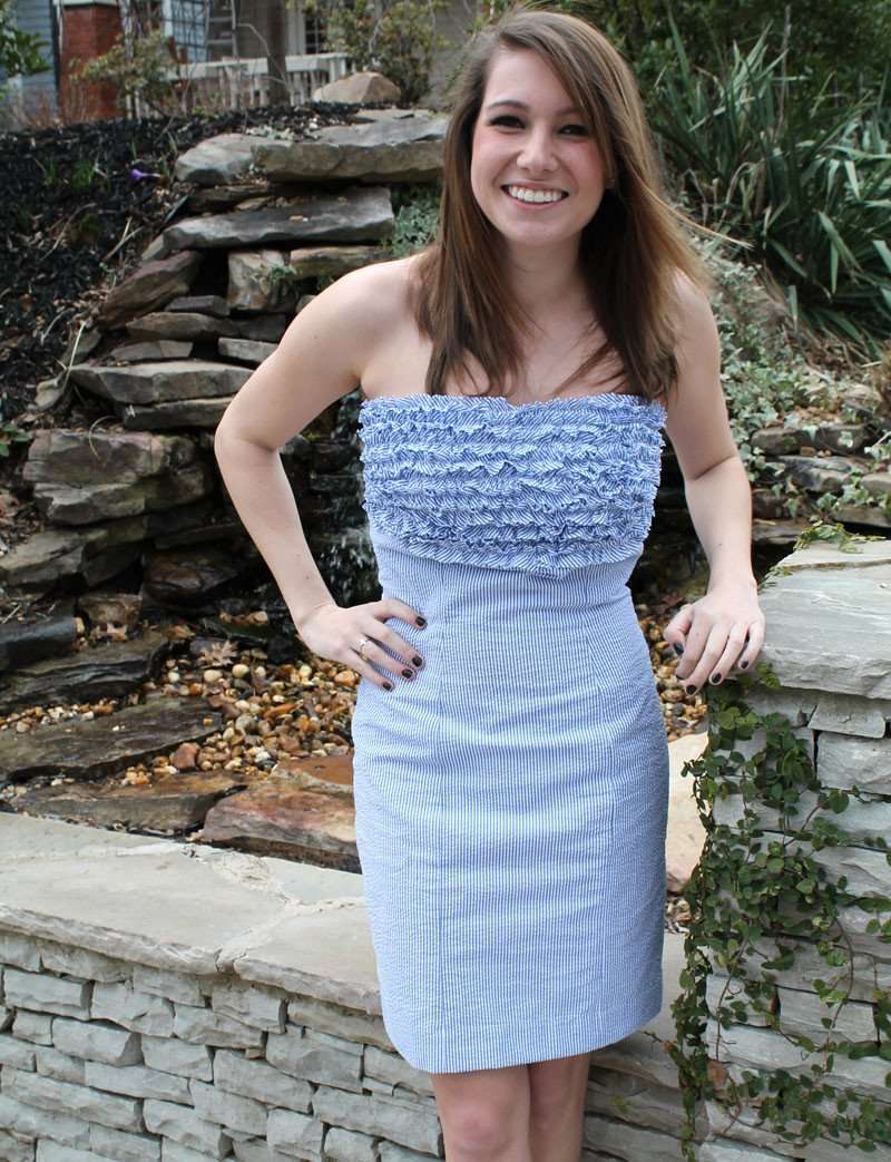 Molly Dress in Blue Seersucker by Just Madras Seersucker / 2 Molly Dress in Blue Seersucker by Just Madras Seersucker / 2