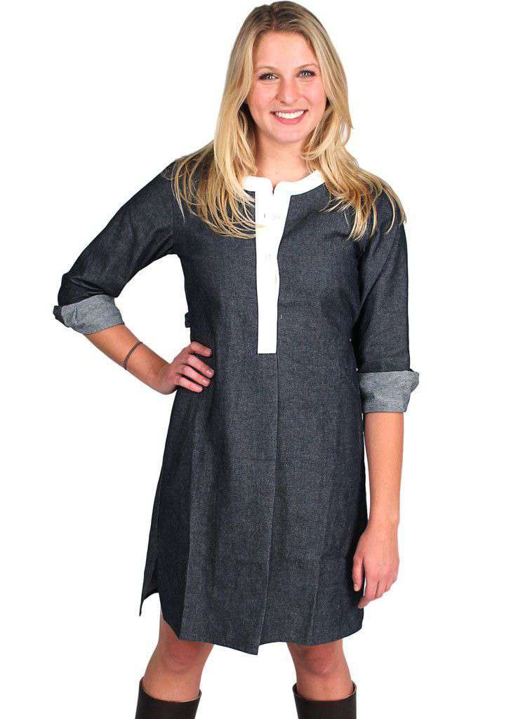 Nikki Dress in Navy Denim by Kayce Hughes - Country Club Prep