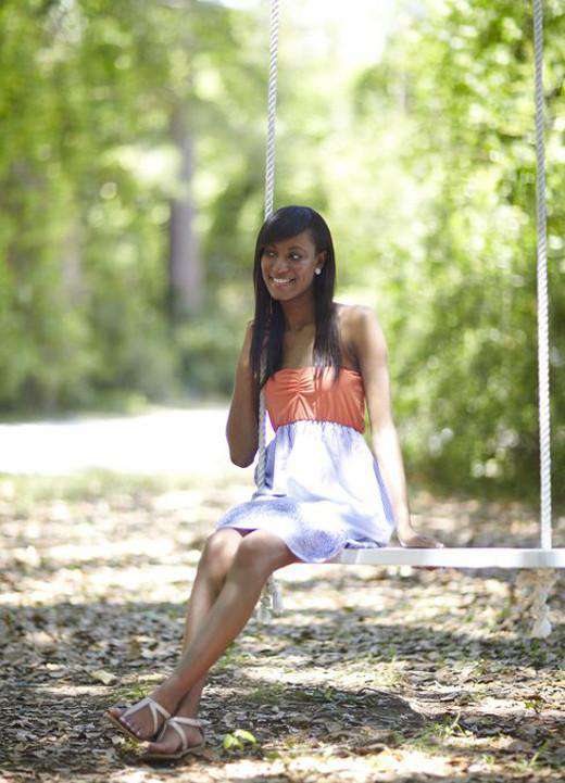 orange-tube-top-dress-with-blue-and-white-stripe-rosette-skirt-by-judith-march - Country Club Prep