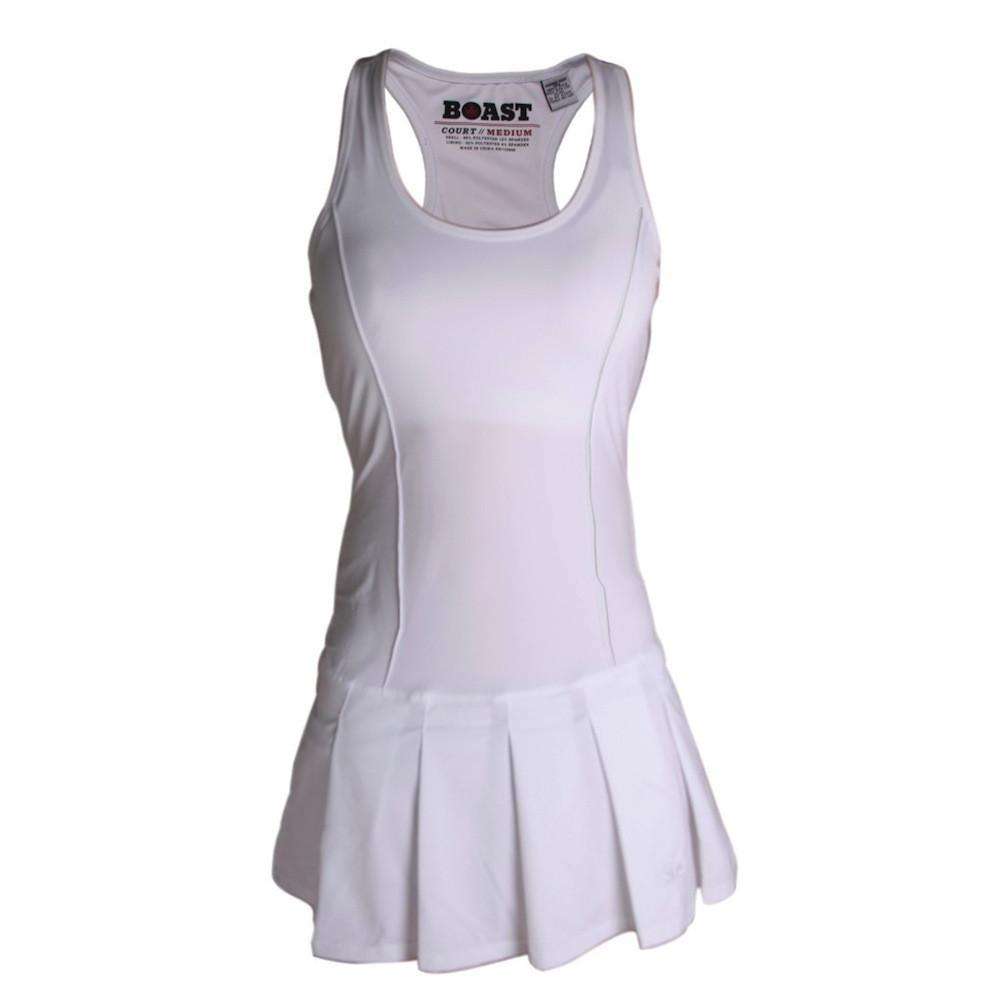 Pleated Tennis Dress in White by Boast - Country Club Prep