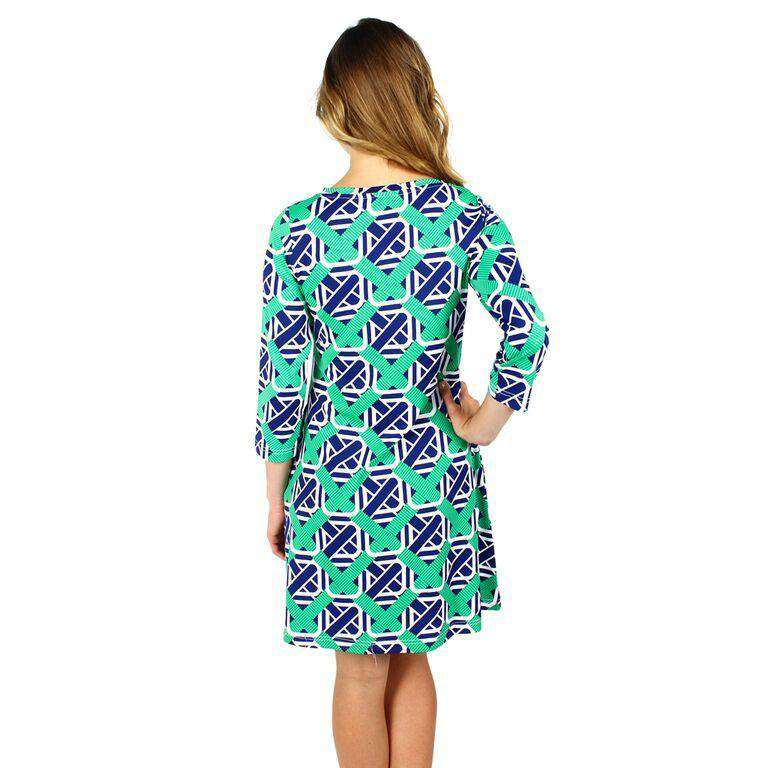 Ribbons Dress in Navy and Green by Barbara Gerwit - Country Club Prep