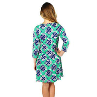 Ribbons Dress in Navy and Green by Barbara Gerwit - Country Club Prep