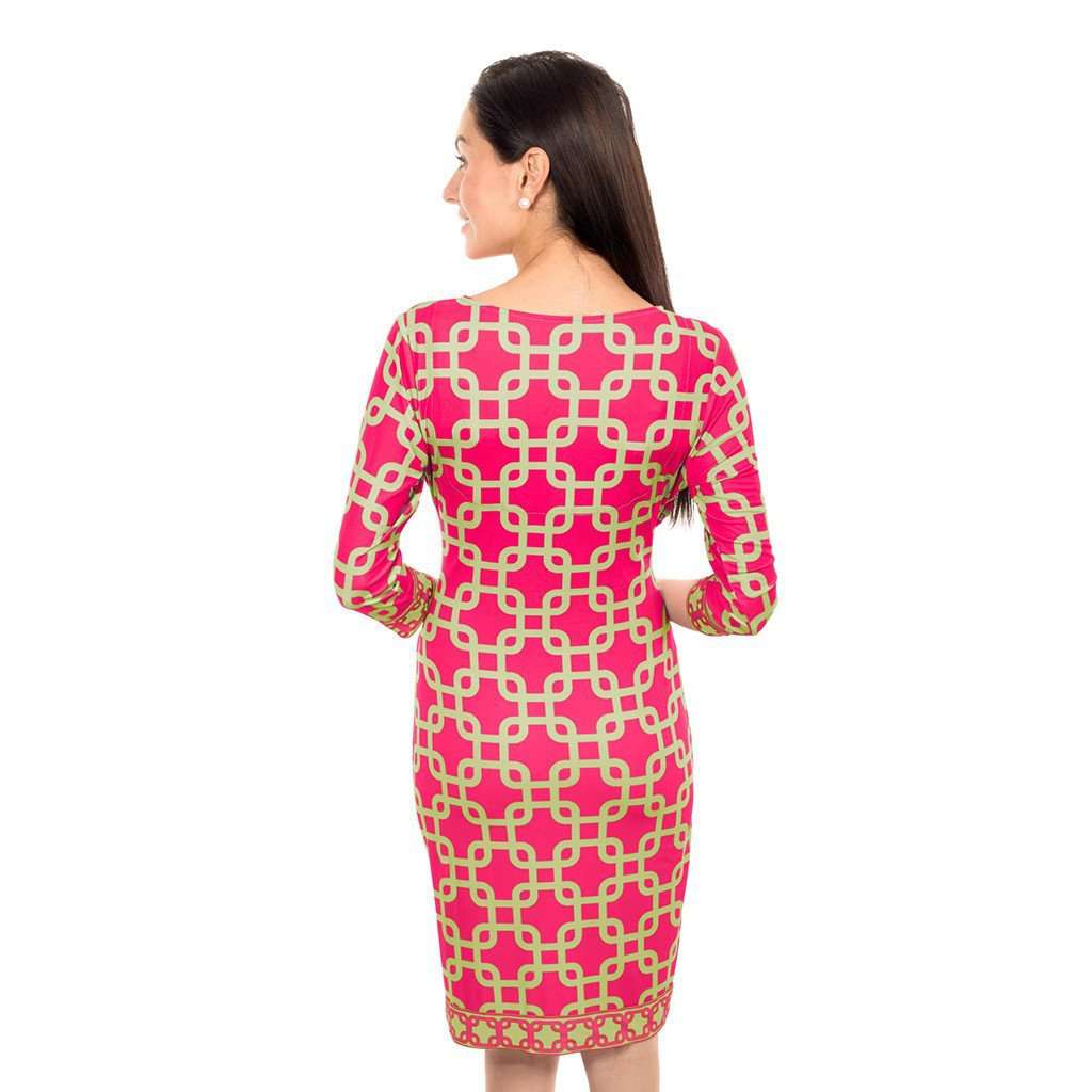 Ruched City Unchained Jersey Dress in Pink & Green by Gretchen Scott –  Country Club Prep