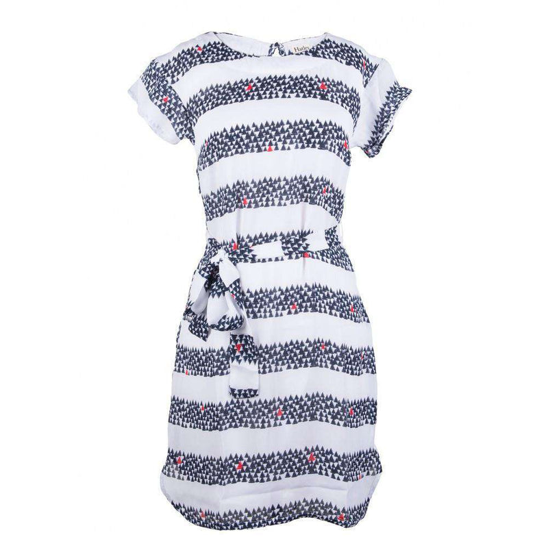 Sailboat Stripe Drop Shoulder Dress in White and Navy by Hatley - Country Club Prep