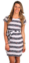 Sailboat Stripe Drop Shoulder Dress in White and Navy by Hatley - Country Club Prep