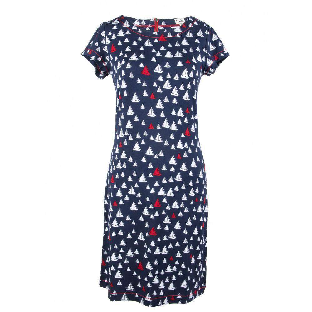 Sailboats Tee Shirt Dress in Navy by Hatley - Country Club Prep