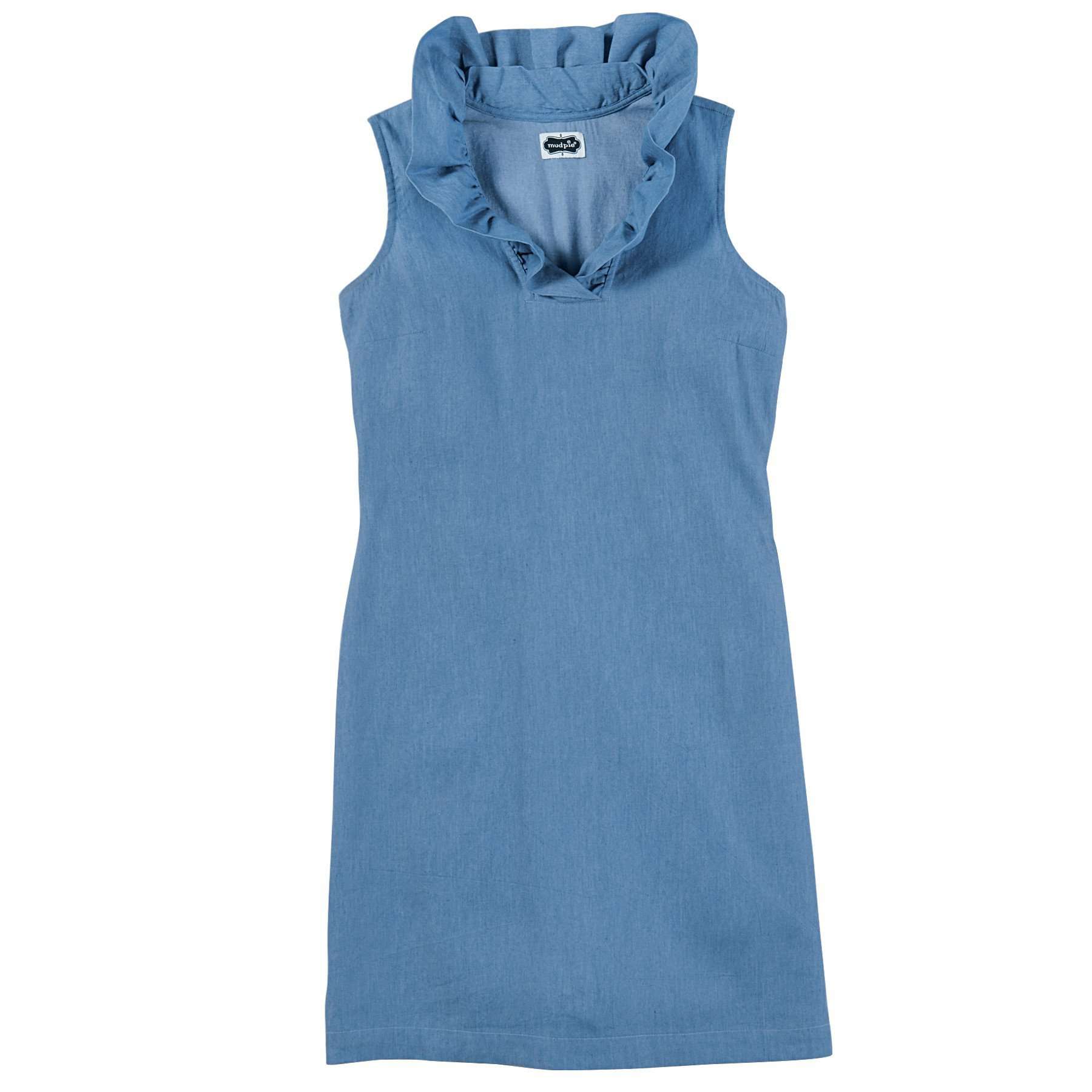 Sailor Chambray Ruffle Dress in Blue by Mud Pie – Country Club Prep