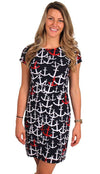 Scattered Anchors Tee Shirt Dress in Navy by Hatley - Country Club Prep