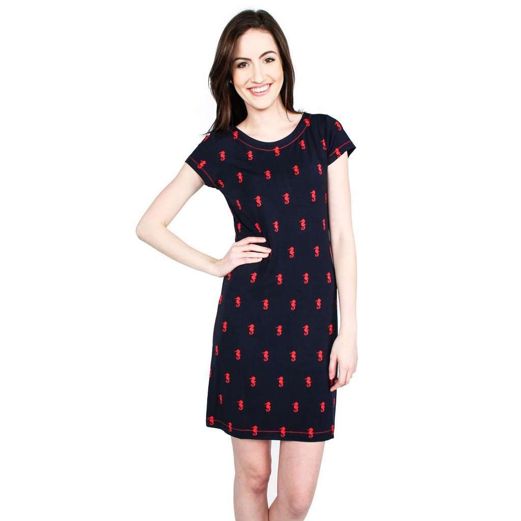 Seahorses Tee Shirt Dress by Hatley - Country Club Prep