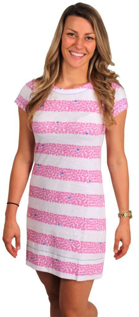 Shell Stripes Tee Shirt Dress in Rose by Hatley - Country Club Prep