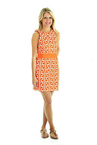 Steffi Shift Dress in Orange and White by Tracy Negoshian - Country Club Prep