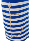 Stretch Cotton Tunic in Navy and White with Gold Anchor by Judith March - Country Club Prep