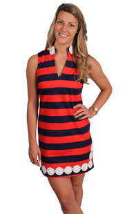 Summertime Staple Sleeveless Dress in Peacoat Navy and High Risk Red by Sail to Sable - Country Club Prep