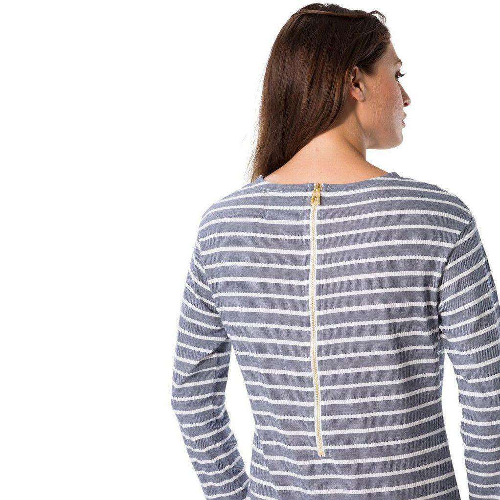 Textured Knit Stripe Long Sleeve Dress in Navy by Sail to Sable