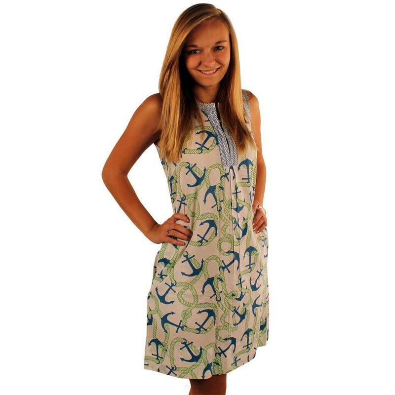 The Anchors Aweigh Flirt Dress in Blue and Green by Gretchen Scott Designs - Country Club Prep
