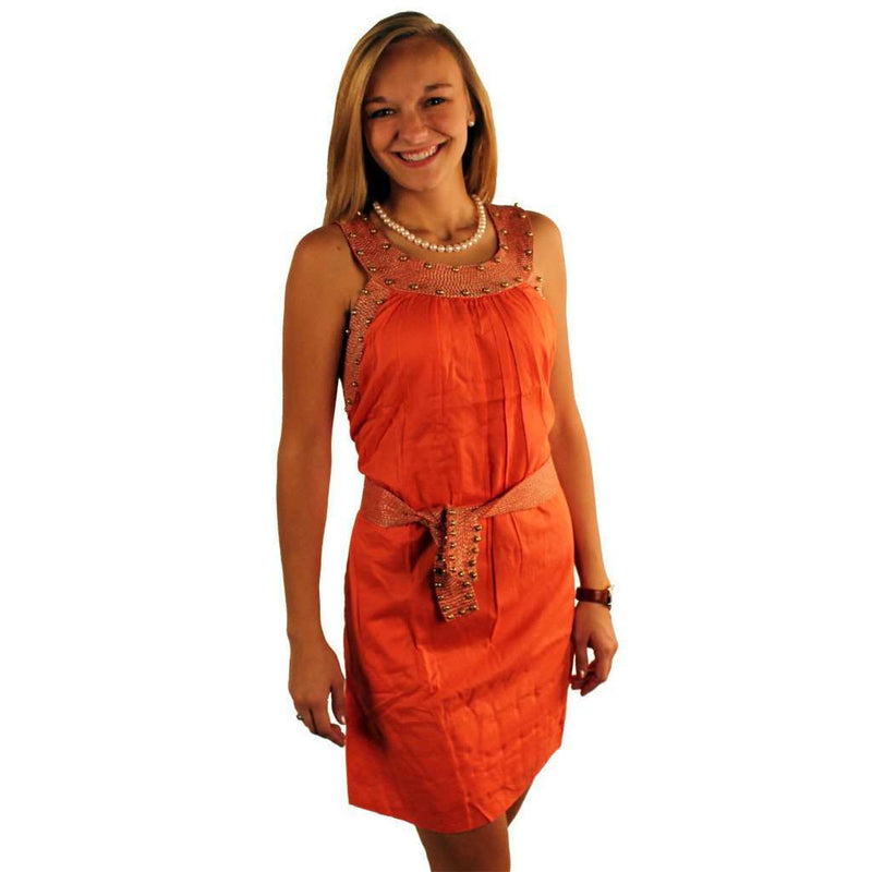 The Anguilla Dress in Coral with Gold by Gretchen Scott Designs - Country Club Prep