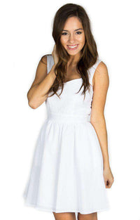 The Garrison Seersucker Dress in White by Lauren James - Country Club Prep