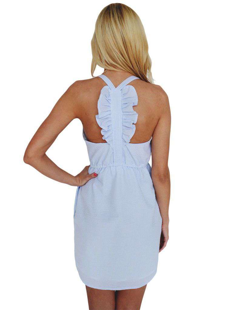 The Hampton Dress in Blue Seersucker by Lauren James - Country Club Prep