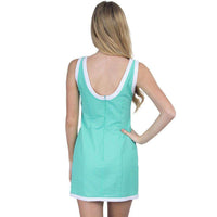 The Harper Solid Seersucker Dress in Seafoam with White Trim by Lauren James - Country Club Prep