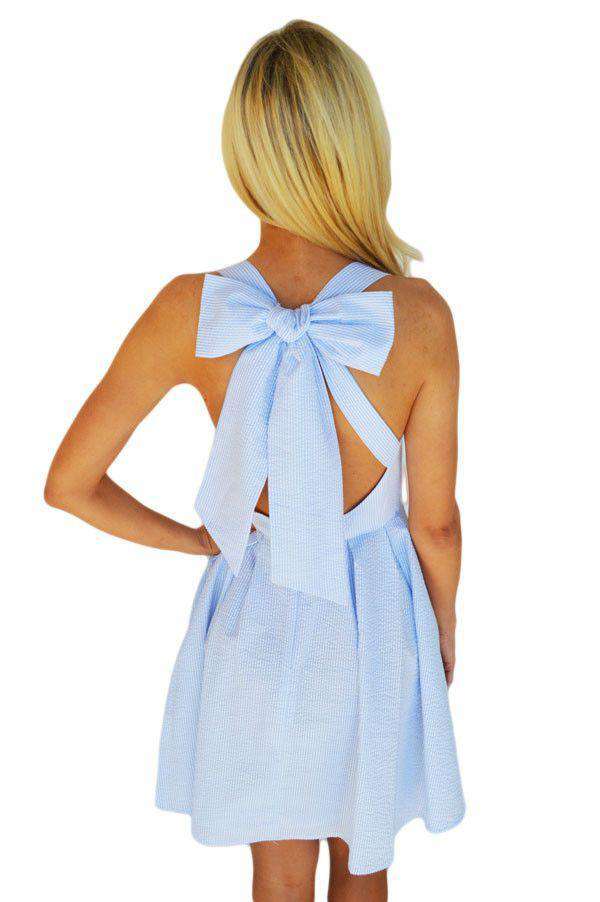 The Livingston Dress in Blue Seersucker by Lauren James - Country Club Prep