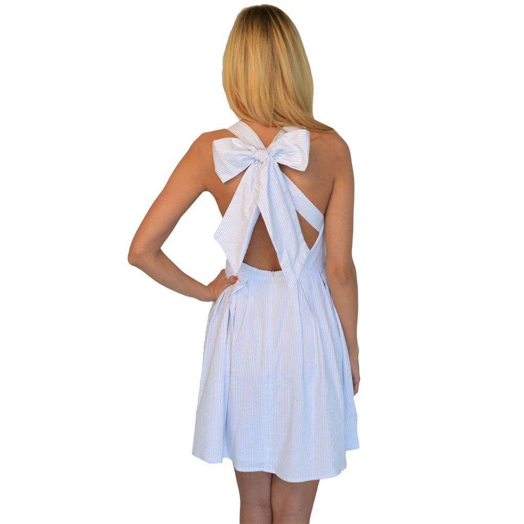 The Livingston Dress in Light Blue Seersucker by Lauren James - Country Club Prep