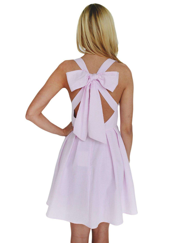 The Livingston Dress in Pink Seersucker by Lauren James - Country Club Prep