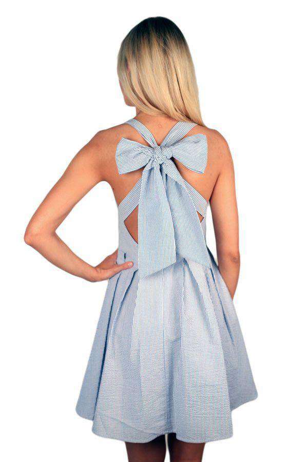 The Livingston Dress in Royal Blue Seersucker by Lauren James - Country Club Prep