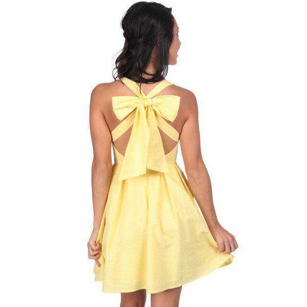 The Livingston Solid Seersucker Dress in Yellow by Lauren James - Country Club Prep