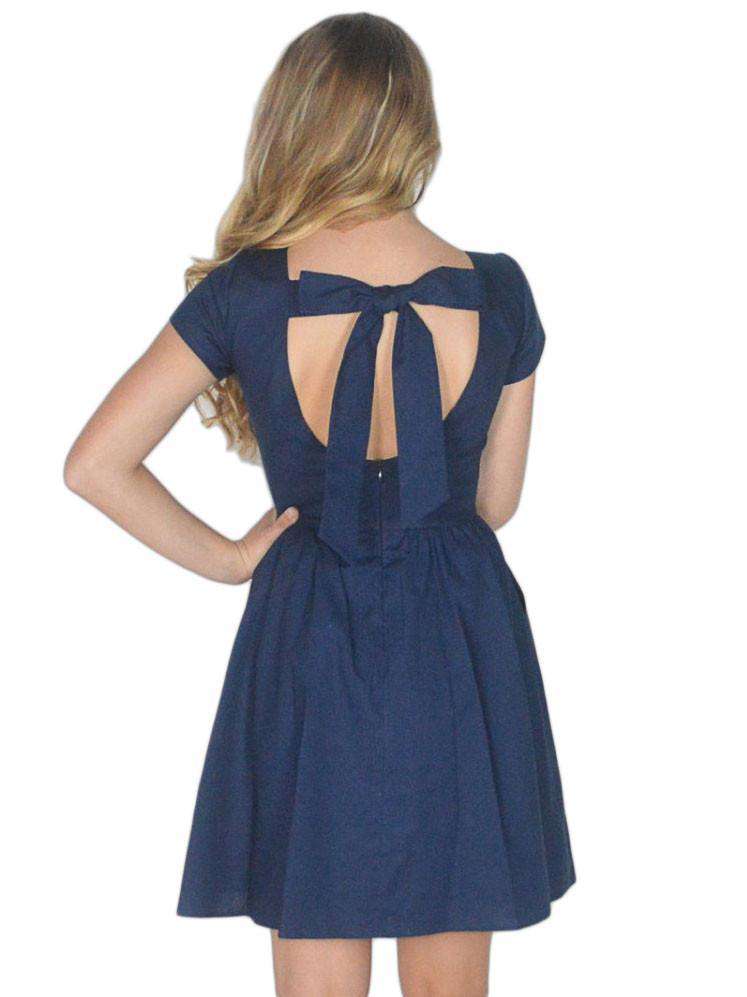 The Sheridan Dress in Navy Blue by Lauren James - Country Club Prep