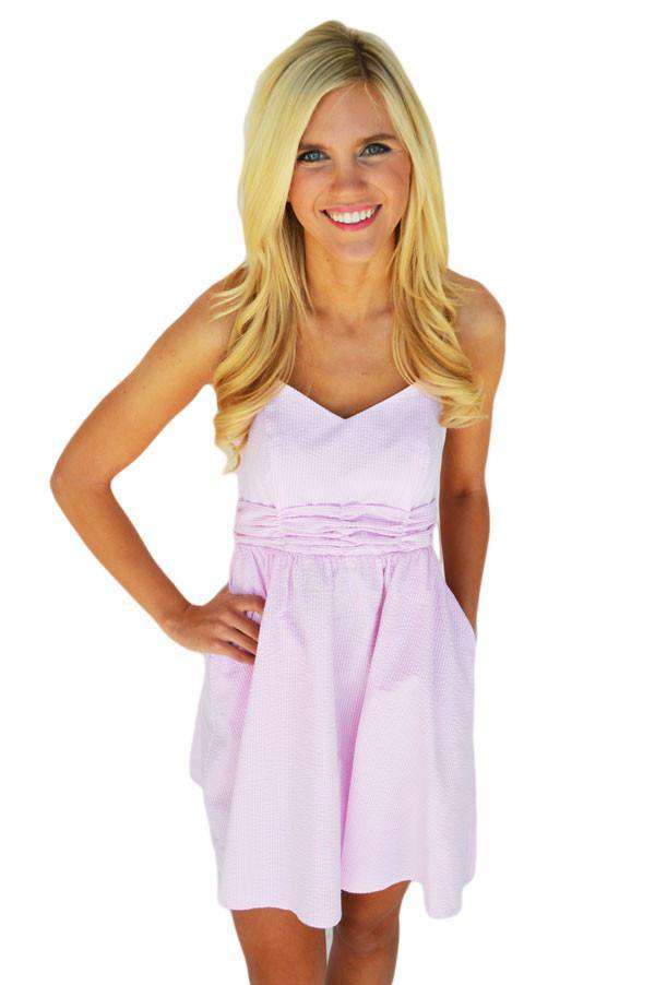 The Stratton Dress in Pink Seersucker by Lauren James - Country Club Prep