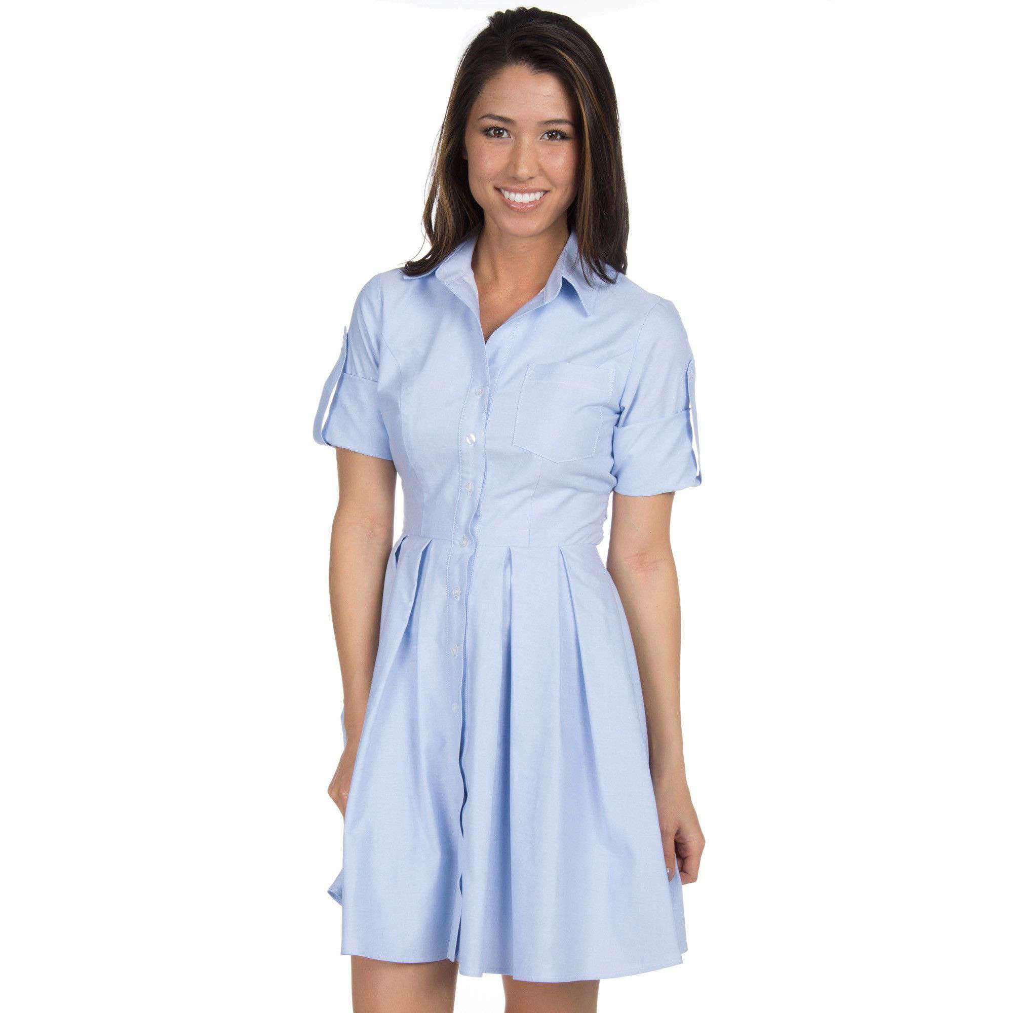 The Taylor Oxford Dress in Blue by Lauren James - Country Club Prep