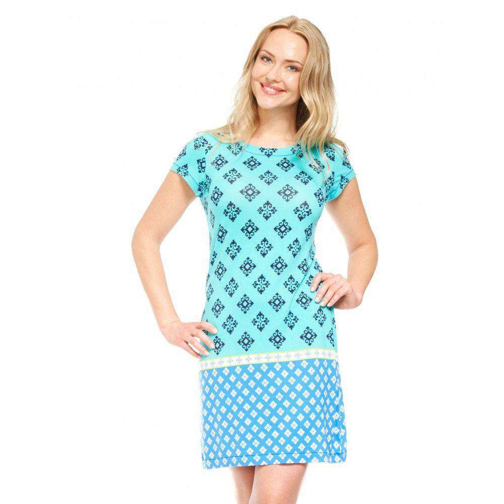 Turquoise Mini Aztec Tee Shirt Dress by Hatley - Country Club Prep