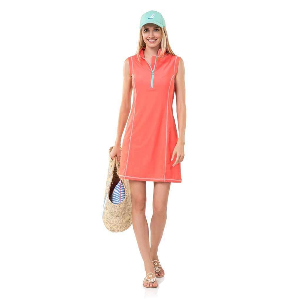 UPF 50 Sleeveless Zip Tunic in Melon by Sail to Sable - Country Club Prep