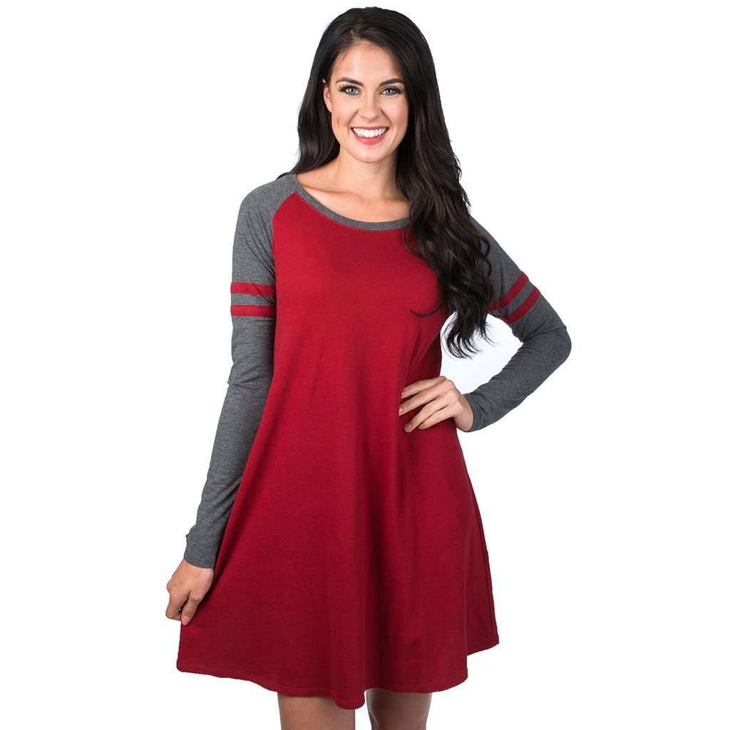 Varsity Long Sleeve Dress in Red by Lauren James - Country Club Prep