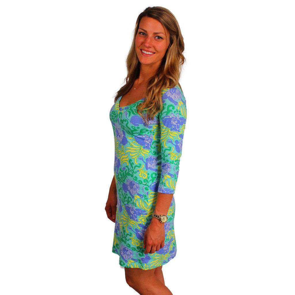Knit V neck Dress in Courtney Blue by Barbara Gerwit Country Club Prep