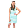 Yacht Club Shift Dress in Aqua/White Waves by Just Madras - Country Club Prep