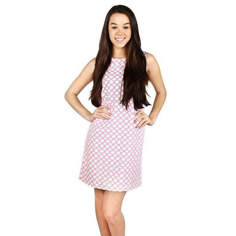 Yacht Club Shift Dress in White/Pink Rope by Just Madras - Country Club Prep