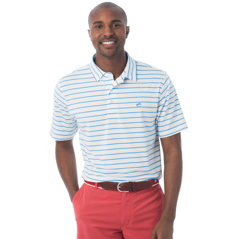 Driver Stripe Performance Polo in Classic White by Southern Tide - Country Club Prep