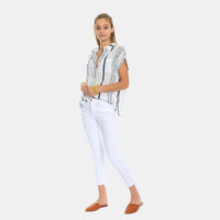 White Shell Stripe Top By True Grit (Dylan) - Country Club Prep