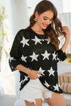 Star Pattern Round Neck Distressed Top - Country Club Prep