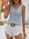 Openwork Scoop Neck Sleeveless Tank - Country Club Prep