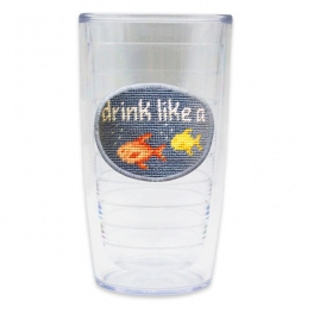 Drink Like a Fish Needlepoint Tumbler by Smathers & Branson - Country Club Prep