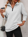 Zip-Up Dropped Shoulder Sweatshirt - Country Club Prep