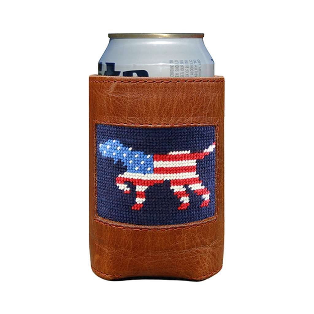 Patriotic Dog on Point Needlepoint Can Cooler by Smathers & Branson - Country Club Prep