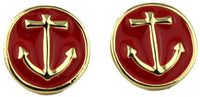 Anchor Earrings in Gold and Red by Fornash - Country Club Prep