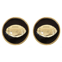 Enamel Football Earrings in Gold and Black by Fornash - Country Club Prep