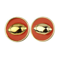 Enamel Football Earrings in Gold and Orange by Fornash - Country Club Prep