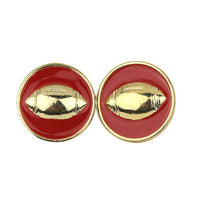 Enamel Football Earrings in Gold and Red by Fornash - Country Club Prep